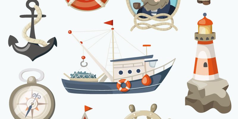 12款复古航海元素设计矢量素材